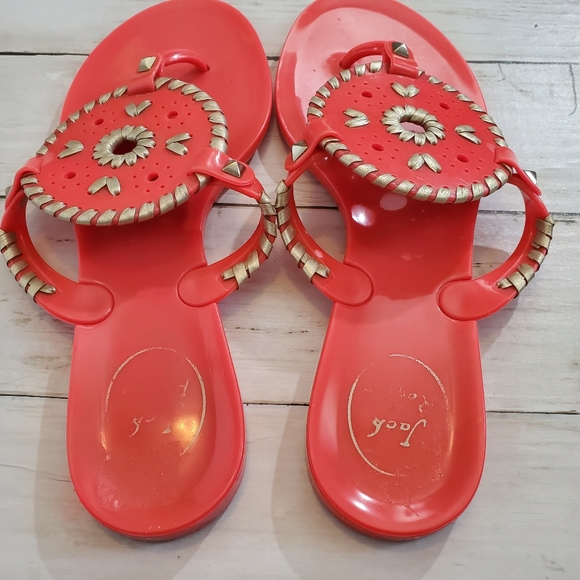 Jack rogers pinkish orange coral jelly sandals flip flop thong size 8 - Picture 2 of 4